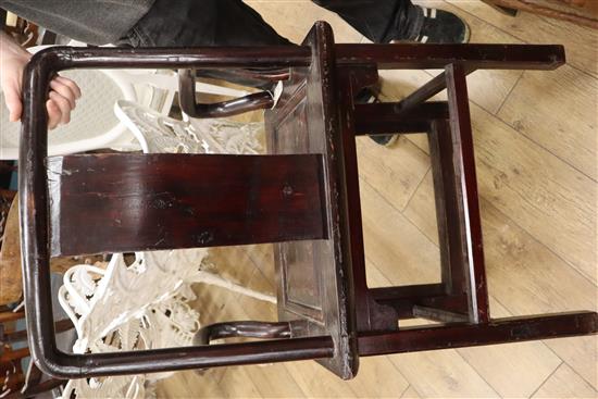 A Chinese rosewood yoked back chair